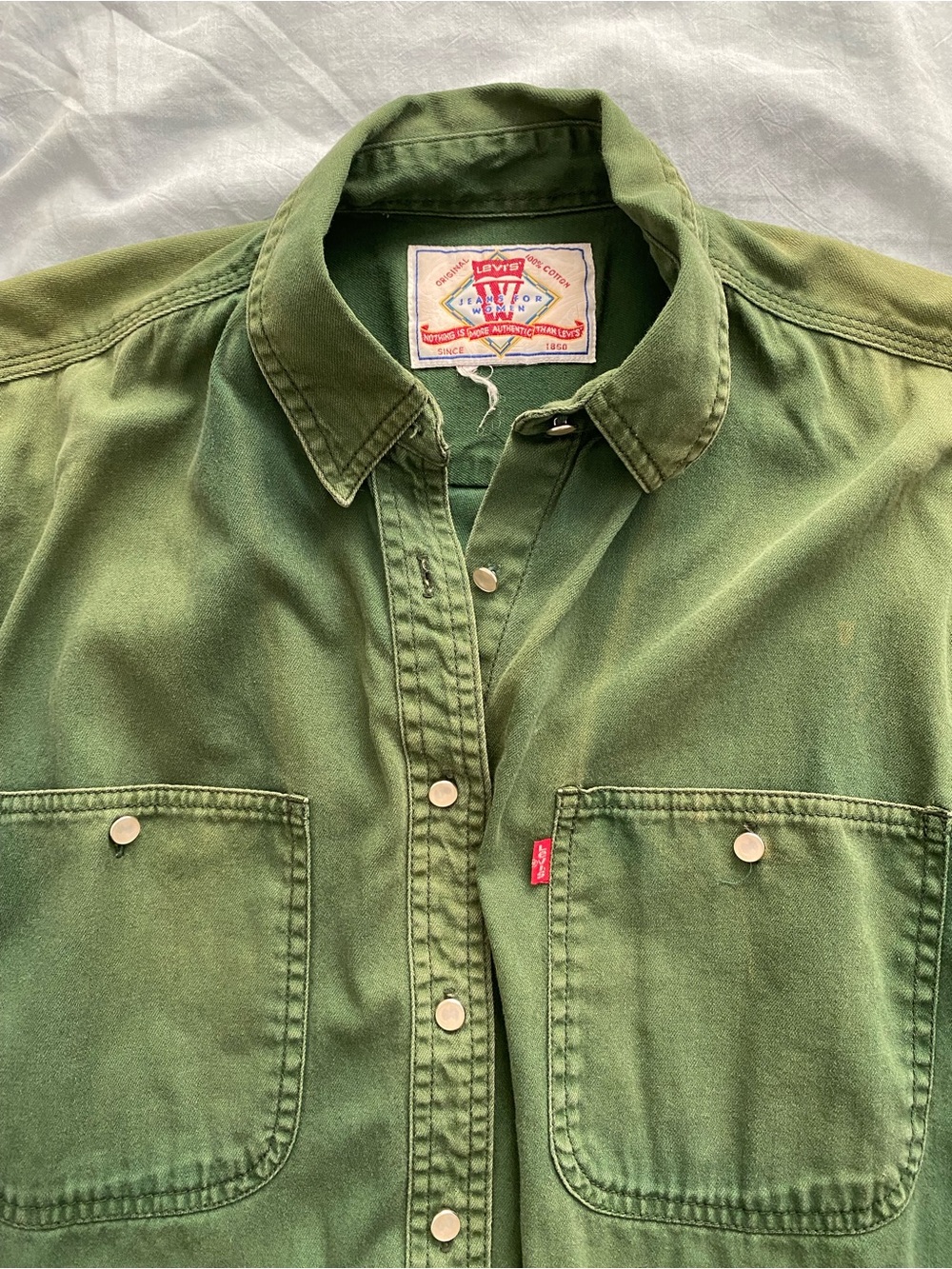 Vintage Faded Levi's Green Denim Shirt